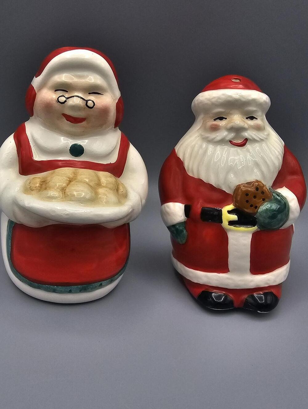 Ceramic Santa and Mrs. Claus Salt and Pepper Shakers